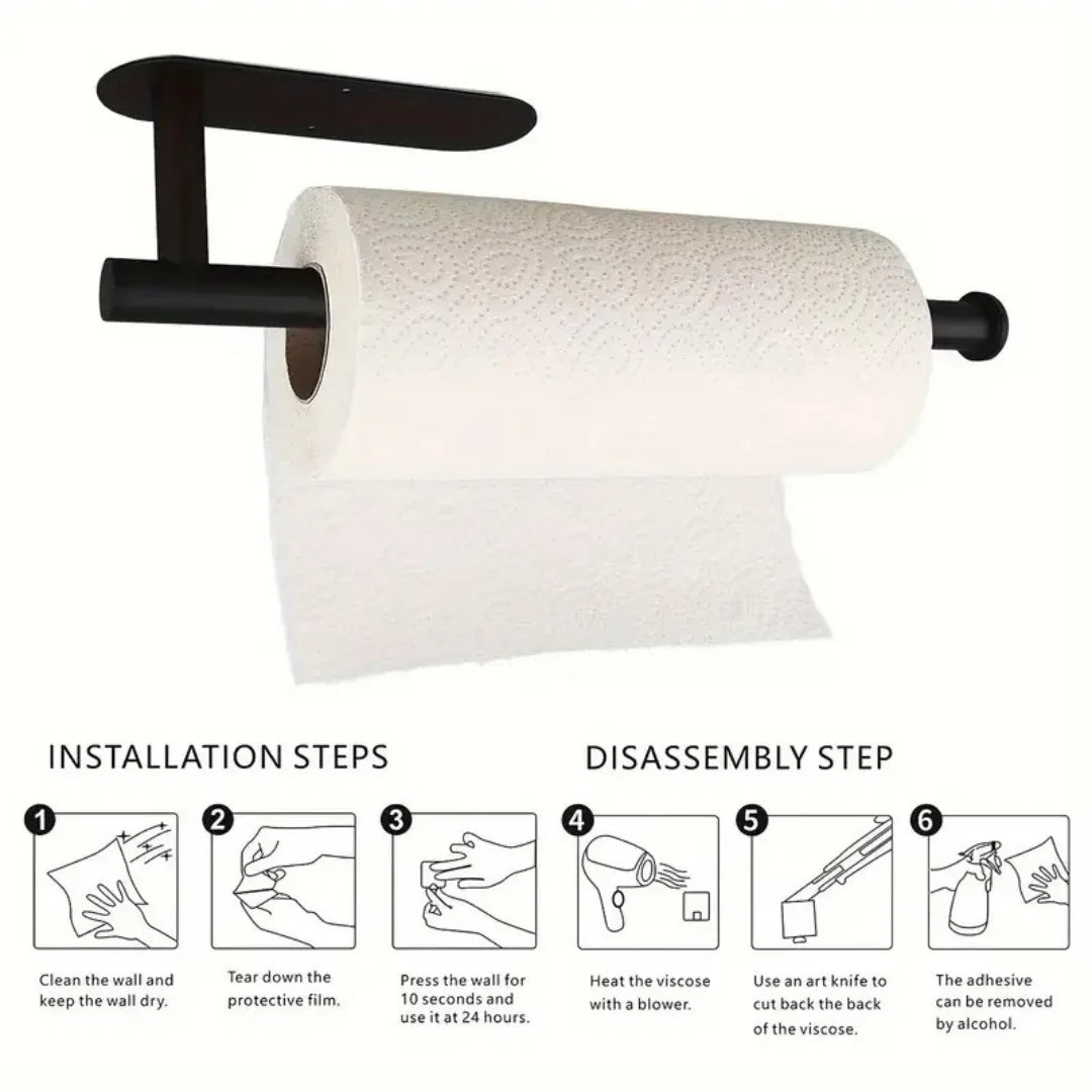 Strong Adhesive Paper Towel Holder, Adjustable Kitchen Organizer, for Countertop or Wall, Rust Proof