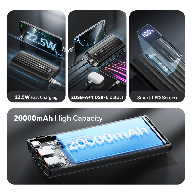 KUULAA 20000mAh portable power bank 5W fast charging
