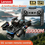 Lenovo A14 Pro Max Drone 8K HD Three Camera GPS Brushless Optical Flow Obstacle Avoidance 4.5-inch large screen UAV RC 20000M