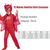 Unisex Girls Super Owl Hero tuta Fancy Dress Cosplay Cat Boys Gecko Animail Costume di Halloween Jumpsuit