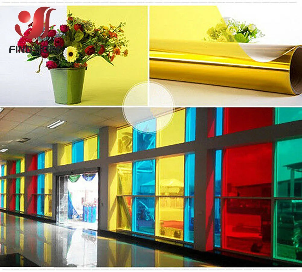 Transparent Window Film Multicolor Solar Tint Self Adhesive Stain Glass Decor Vinyl Roll DIY A4 20/40*120CM