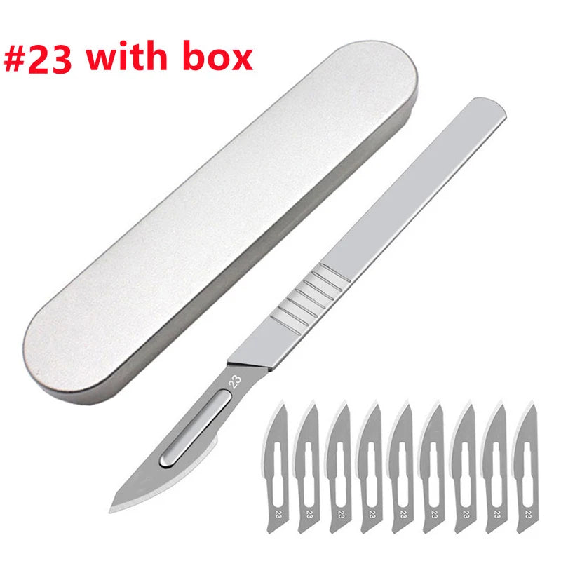 11# 23# Carbon Steel Carving Metal Scalpel Blades Handle Scalpel DIY Cutting Repair Animal Surgical Knife Tool Kits Box Non Slip