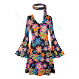 70s Costume Disco Dresses for Women Halloween Costume Sexy Hippie Costume Disco Dress with Disco Headband 70s Outfit Women
