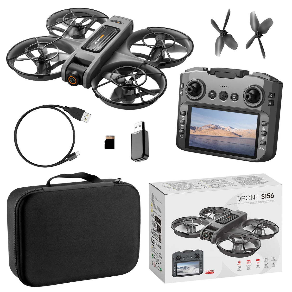 S156 FPV Drone 4K HD Camera 180° Adjustable Anti-shake Drone with Camera Large Screen 5G RC Quadcopter Brushless Motor Dron Toys