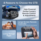 For Genuine GT8 Drone 8K Professional Dual Camera GPS FPV Brushless Motor Optical Flow Hovering Folding Quadcopter RC Dron Toys
