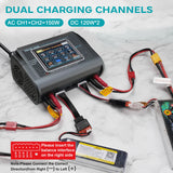 HTRC T240/K6+Pro/L6X2/C150 Lipo Charger Dual Channel AC 150W DC 240W RC Charger for Lipo NiMH NiCD LiHV NiCd PB Li-ion Battery