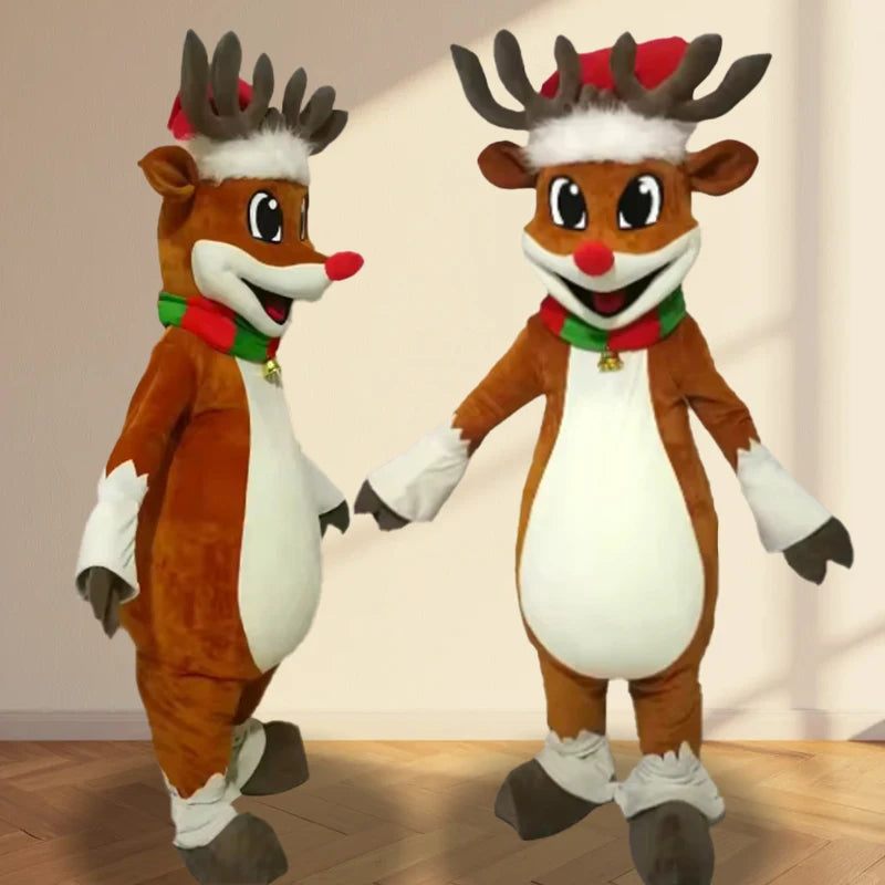 Christmas Reindeer Mascot Costumes Cartoon Elk Adult Cosplay Deer Clothes New Year Fancy Dress Carnival Event Advertising Props