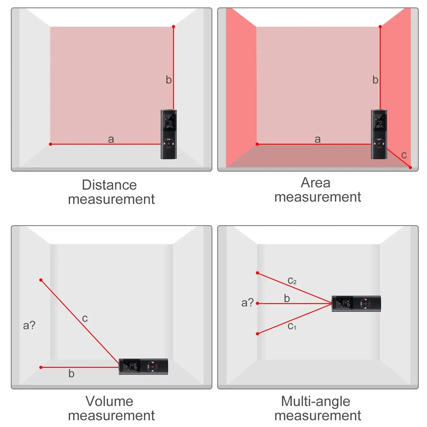 40M/60M Mini Smart Laser Distance Meter Measure Infrared Rangefinder USB Rechargeable Handheld Portable Laser Range Finder Tools