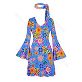 70s Costume Disco Dresses for Women Halloween Costume Sexy Hippie Costume Disco Dress with Disco Headband 70s Outfit Women