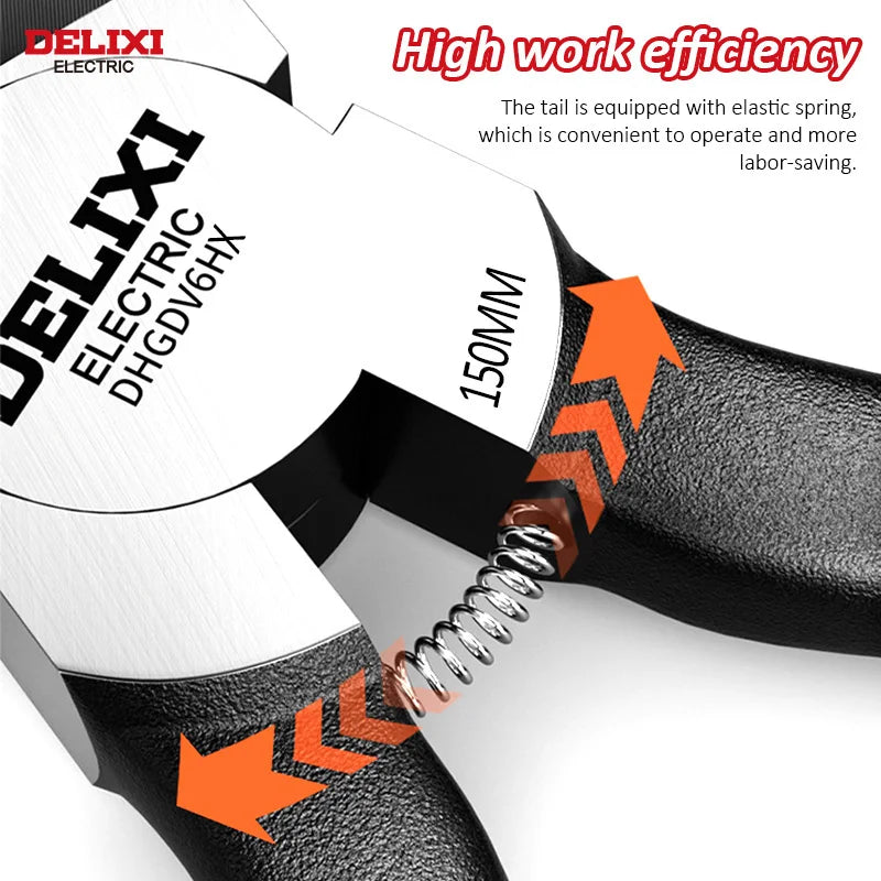DELIXI ELECTRIC Nozzle Pliers  Electronic Pliers Industrial Scissors Diagonal Pliers，for CuttingMetalWireCablePlasticsWood