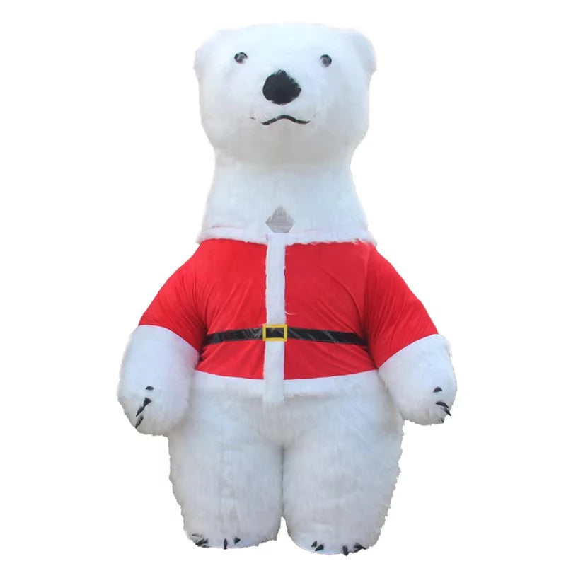 Giant Plush Polar Bear Inflatable Costume Street Funny Teddy Bear Mascot Costume Birthday Party Cosplay Suits Funny Props