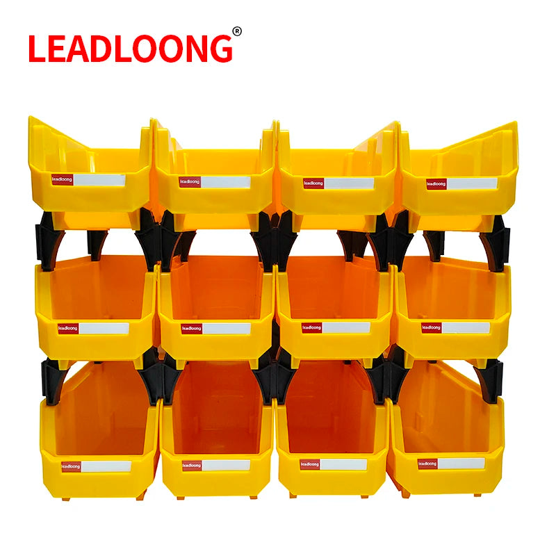 LEADLOONG V3 Garage Box 12pc 11x5x5inch/27.6*13.9*12.8cm Workshop Goods Shelves Organizer Bin Screw Parts Hardware Storage Case