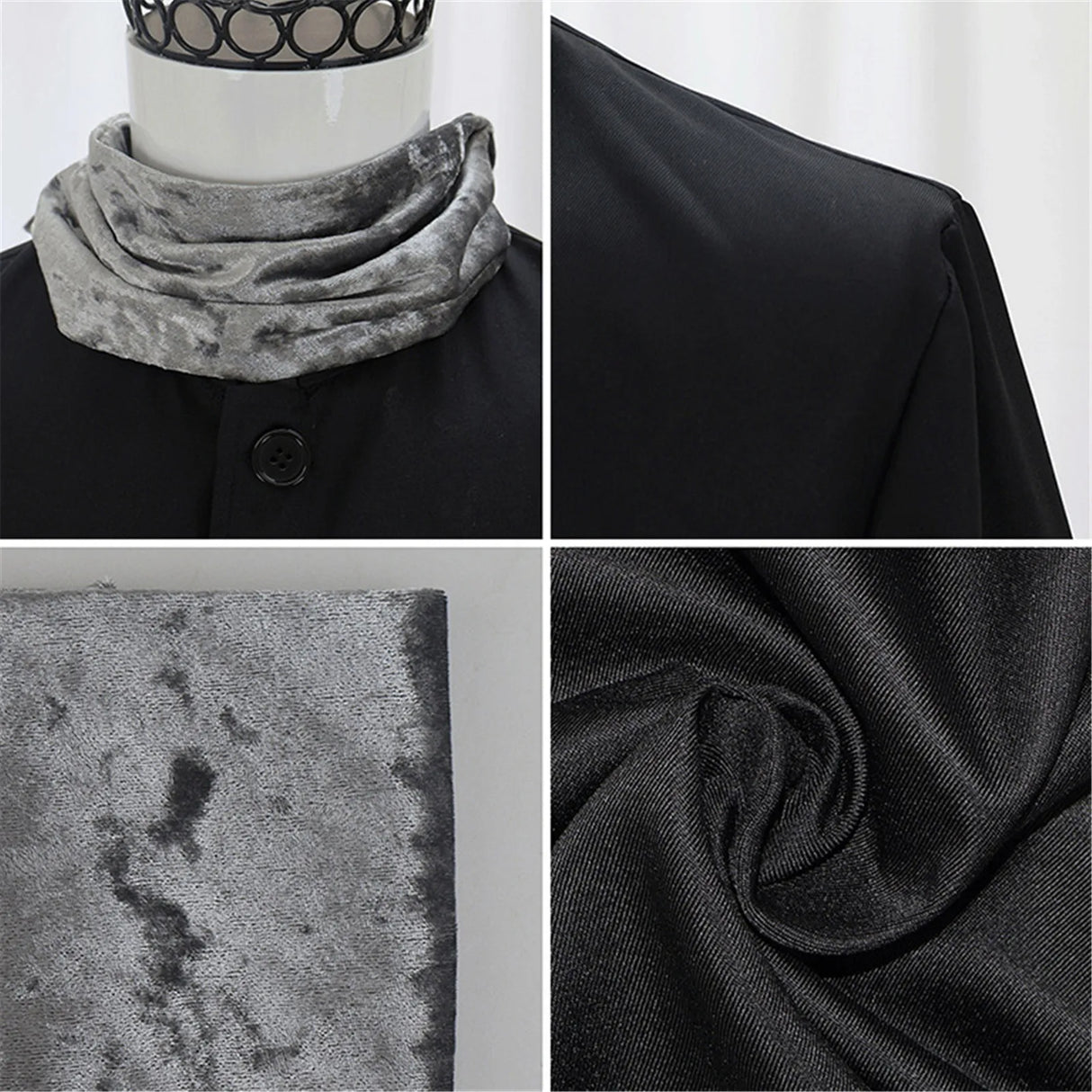 Men Cosplay Costume Movie Black Robe With Scarf Women Dress Horror Movie Down Shirt Gown Halloween Uniform