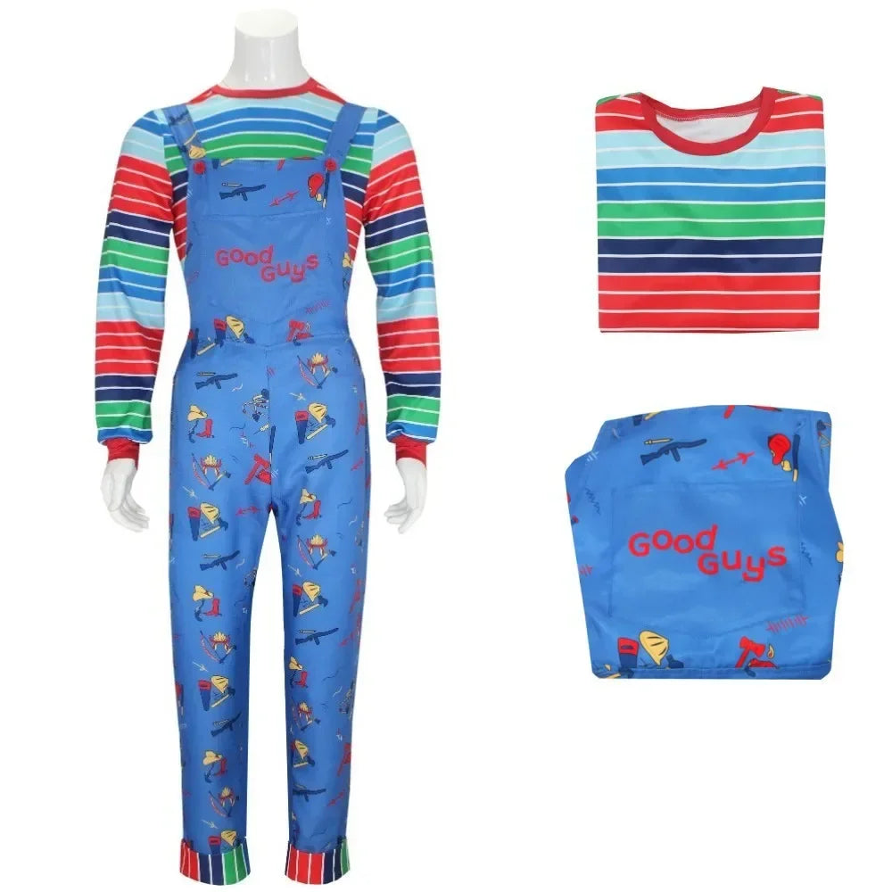 Anime Scary Chucky Women Dress Cosplay Costume Cartoon Horror Chucky Jumpsuits Halloween Clothing for Men Women Party Costumes