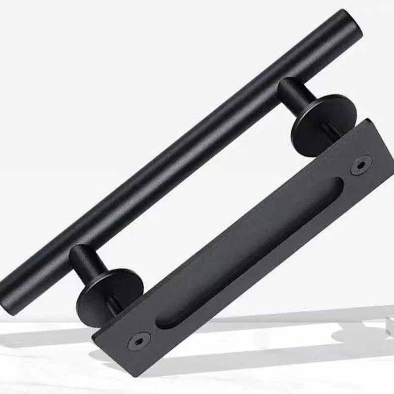 Barn Door Handle Black Circular Double Sided American Wooden Door Indoor Sliding Door Mobile Door Handle All Black Reinforced