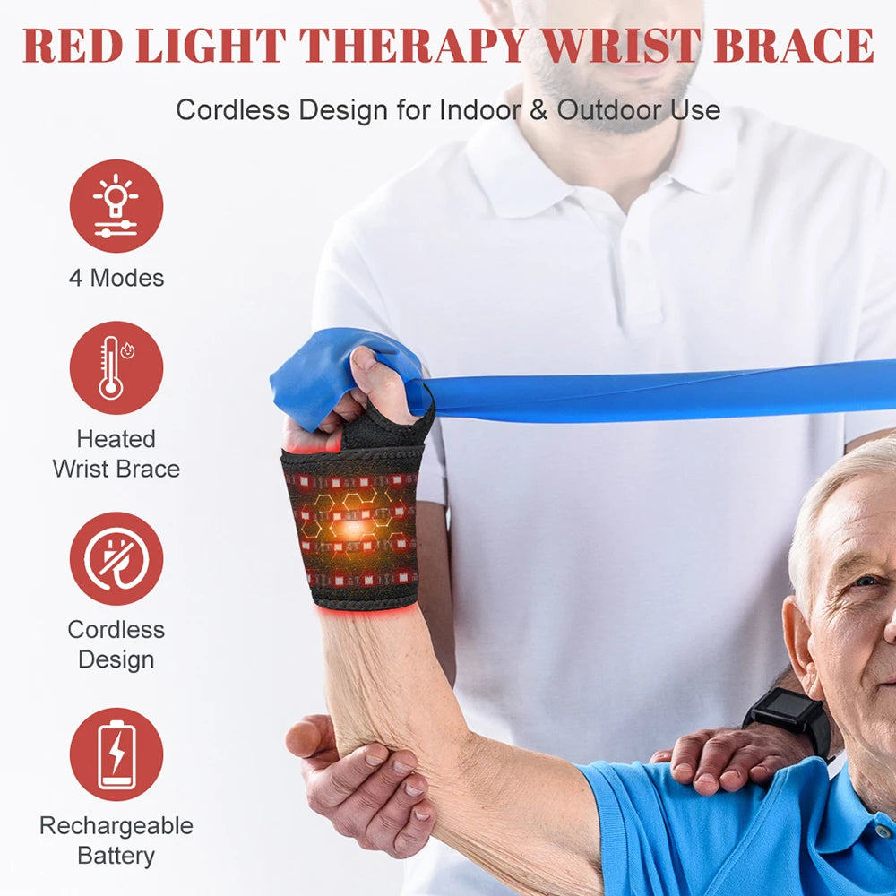 Rechargeable Red Light Therapy Wrap, 660nm 850nm, Relieves Wrist and Ankle Injury, Wrist Belt Ankle Strap for Office Worker, Eld