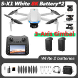 S-X1 MAX GPS Drone with 3-Axis Gimbal 8K/4K HD Camera 5000m FPV LCD Remote Screen 30min Flight Professional Foldable Quadcopter