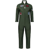 Top Gun Movie Cosplay American Airforce Uniform Halloween Costumes for Men Kids Adult Army Green Pilot Jumpsuit Astronaut