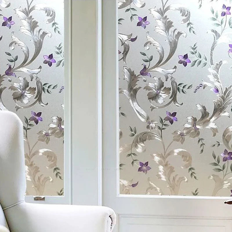 2/3m Flower Window Film Vinyl Opaque Glass Film Privacy Protection Glass 3D Stickers Stained Window Glass Films Home Decoration