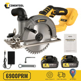 CONENTOOL 21V Batteries 1/2pcs Cordless Brushless Electric Circular Saw 165mm Blade 45° Oblique Cut 90° Cutting Tool for Makita
