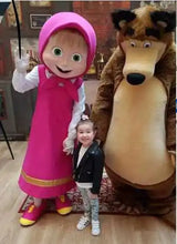 Plush Martha and Bear Mascot Costume Cute Masha Girl Doll Costume Cartoon Character Cosplay Costumes Party Performance Outfits