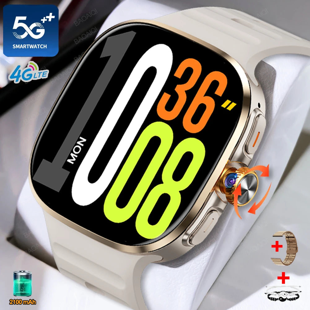5G/4G Full Network Smart Watch 720*720 AMOLED 2100mah Battery 16GB+256GB RAM 900 Camera GPS WIFI Google APPS Download Smartwatch