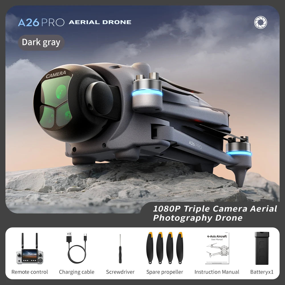Lenovo A26 Pro Drone 4K HD 8k Triple Camera FPV Brushless Motor Obstacle Avoidance Foldable RC Quadcopter Professional Aerial