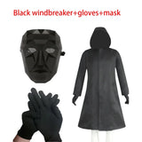 Korean Drama Game Cosplay Costume With Gloves Man Black Jumpsuit Triangle Disguise Round Square Carnival Party Men Medieval Coat