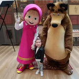 Plush Martha and Bear Mascot Costume Cute Masha Girl Doll Costume Cartoon Character Cosplay Costumes Party Performance Outfits