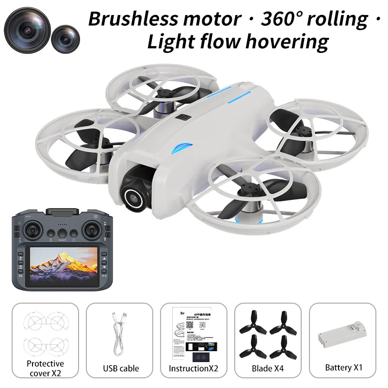 L105 PRO Mini Drone 8K HD Dual Camera Brushless Optical Flow Positioning UAV LCD Remote Control Quadcopter Children RC Toy Gifts