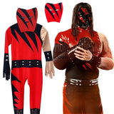 1997 WWE Superstar Wrestler Cosplay Costume Outfit Kids Child Tight Clothes Halloween Jumpsuit WWE Kane Cosplay Mask Suit