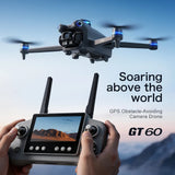 Lenovo GT60 GPS Foldable RC Quadcopter 4.3 Inch Screen 4K HD 8K Brushless Airdrop 5G FPV Dual Camera Drone High Quality PremiumX