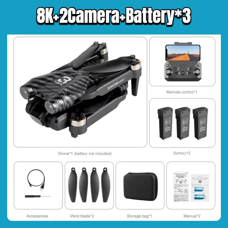 Lenovo Z908 ProMAX 8K Drone ESC Professional 4K GPS Dron Optical Flow Localization 3sided Obstacle Avoidance Quadcopter Toy