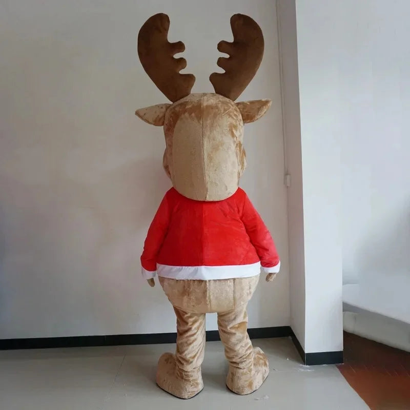 Christmas Reindeer Mascot Costumes Cartoon Elk Adult Cosplay Deer Clothes New Year Fancy Dress Carnival Event Advertising Props