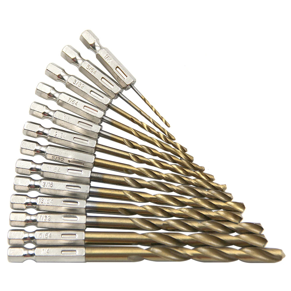 Hexagonal handle 13pc Titanium Twists drill 1.5-6.5mm electric drill screwdriver drilling reaming drill tool