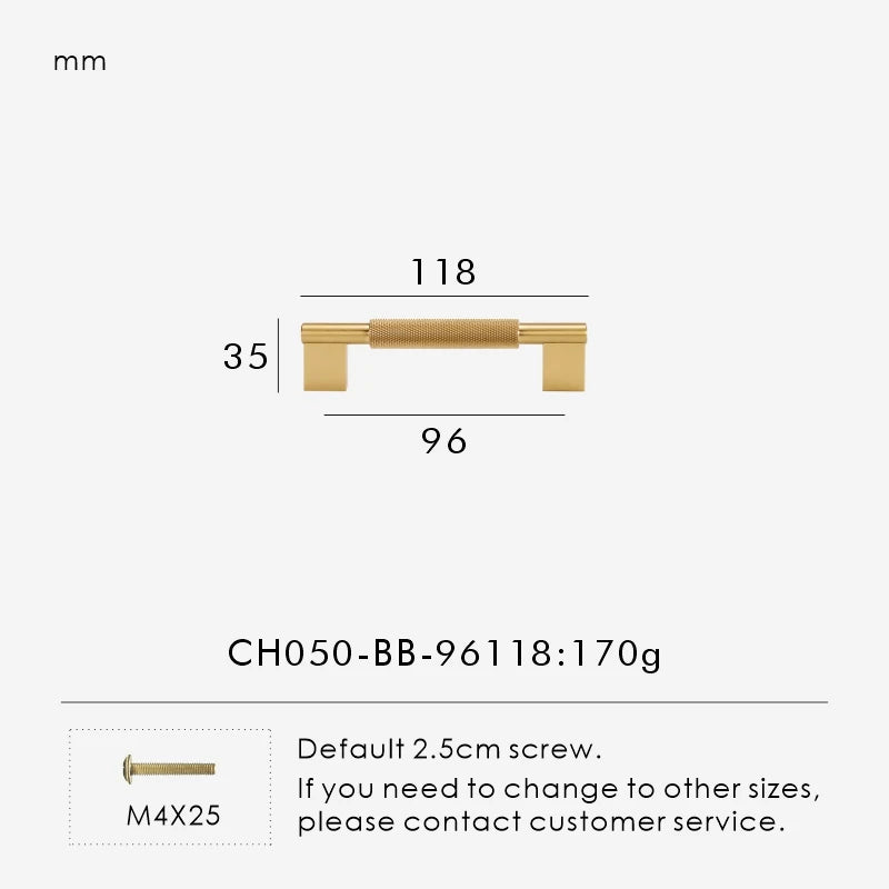 Nurlin New Solid Brass Knurling Brushed Cross Brass Cabinet Long Appliance Pull Bar Furniture Refrigerator Door Kitchen handle