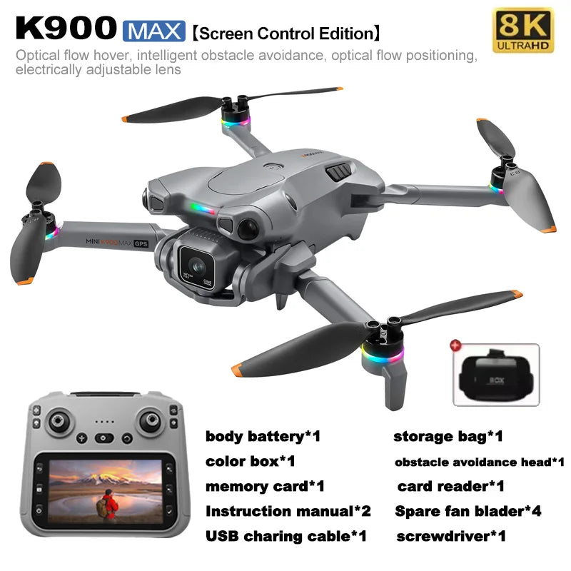 K900 Max Drone 8K Professional HD Dual Camera Dron Brushless Motor 5G WIFI FPV Foldable with Obstacle Avoidance RC Dron Toy Gift