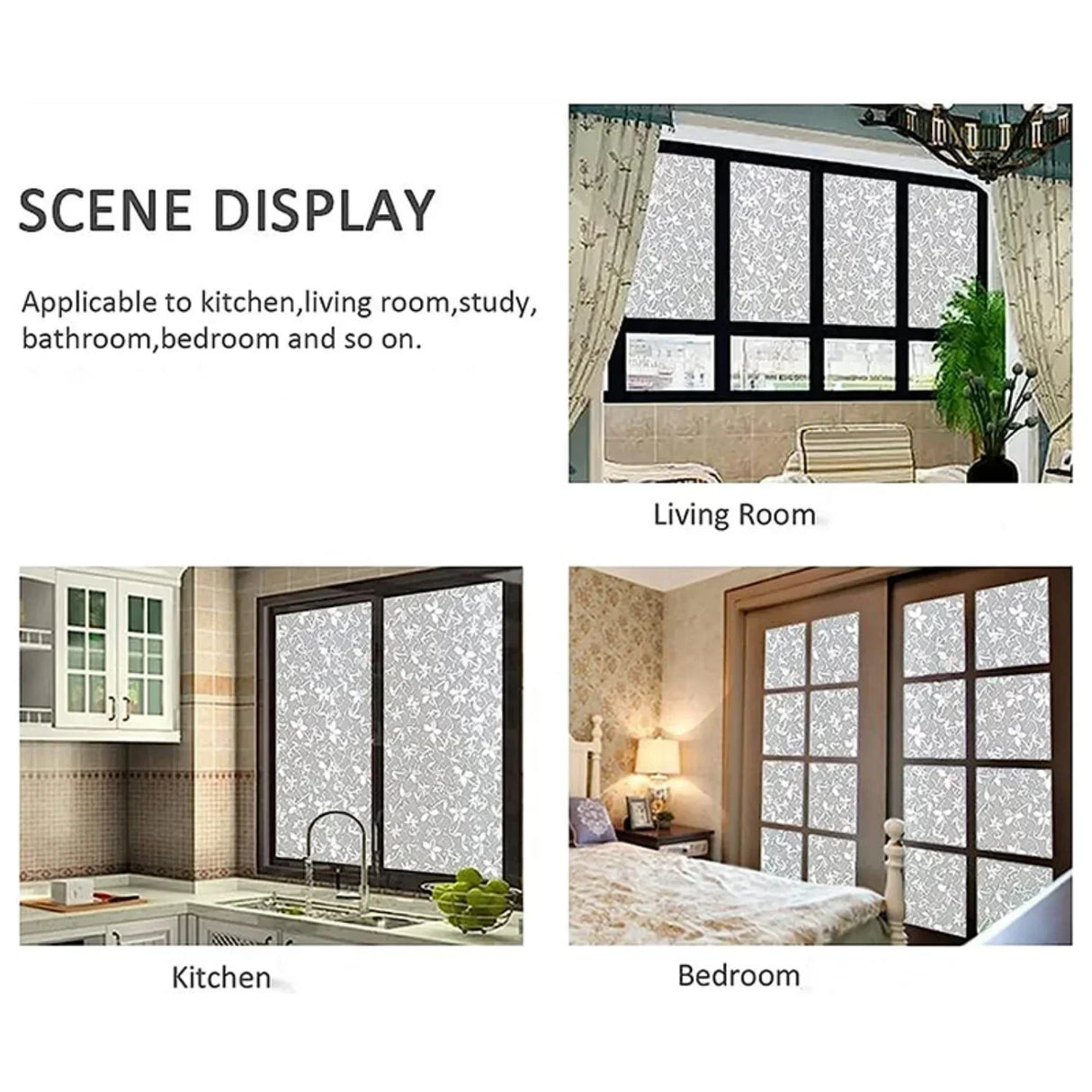 Privacy Window Film Rainbow Window Cling 3D Decorative Window Vinyl Stained Glass Window Covering Non-Adhesive Film Sun UV