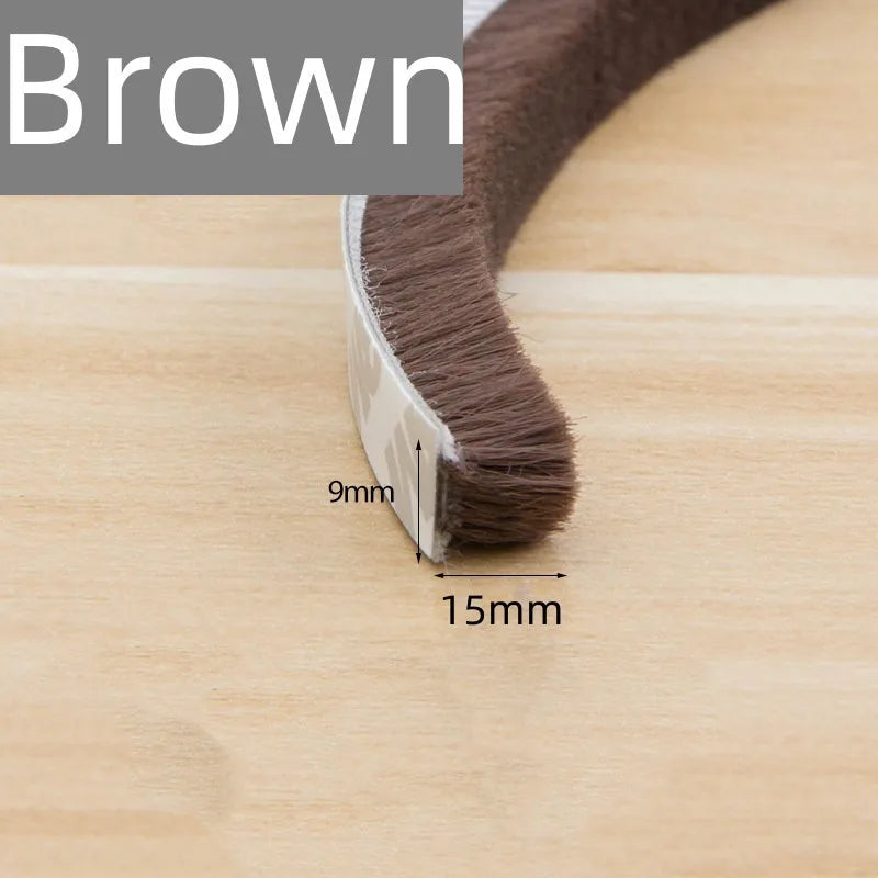 10M Brush Strip Self Adhesive Door Window Sealing Strip Door Window Windproof Dust Sound Insulation Strip Gasket Home