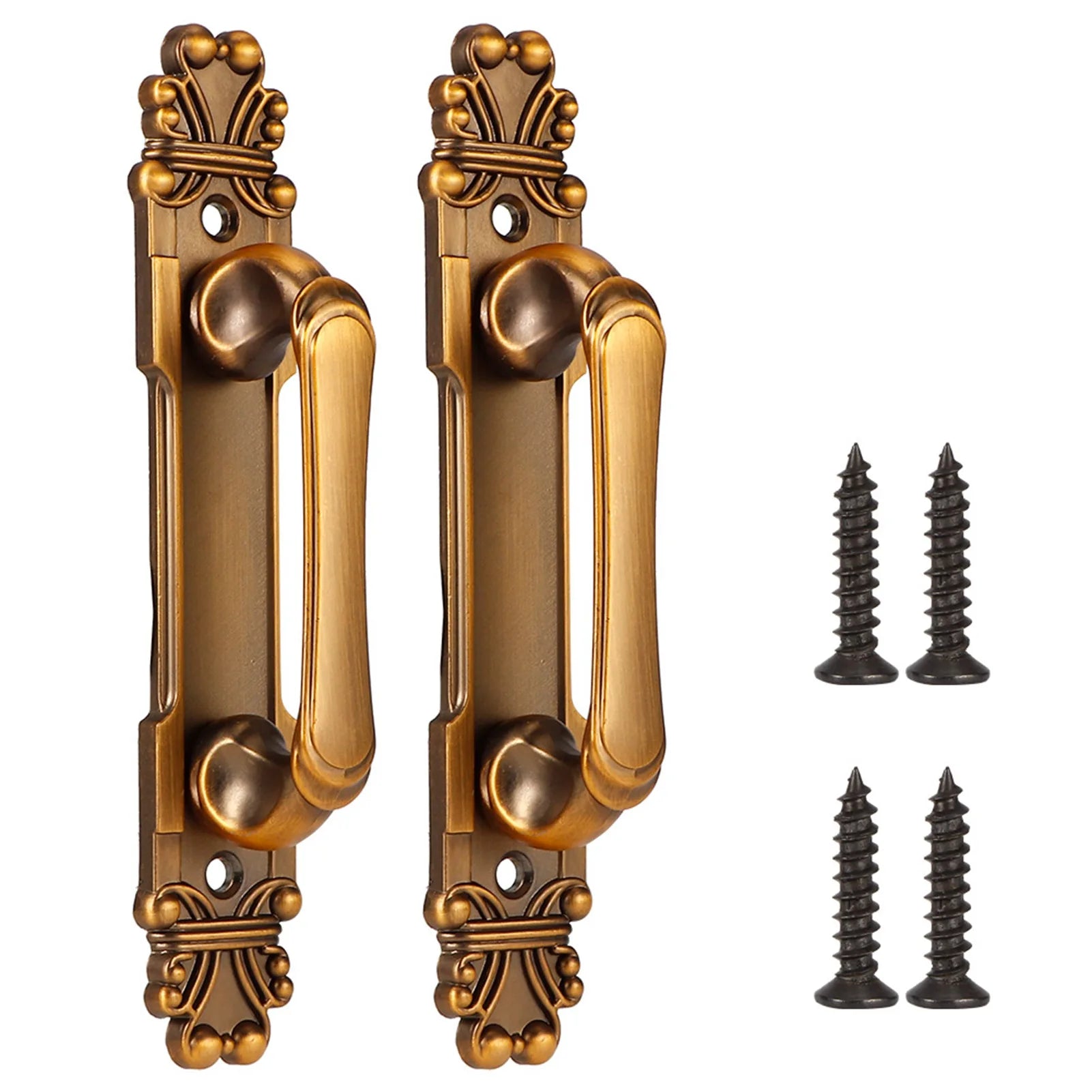 2Pcs Antique European Style Door Handles - Zinc Alloy Cabinet & Drawer Pulls For Wardrobe, Furniture Hardware