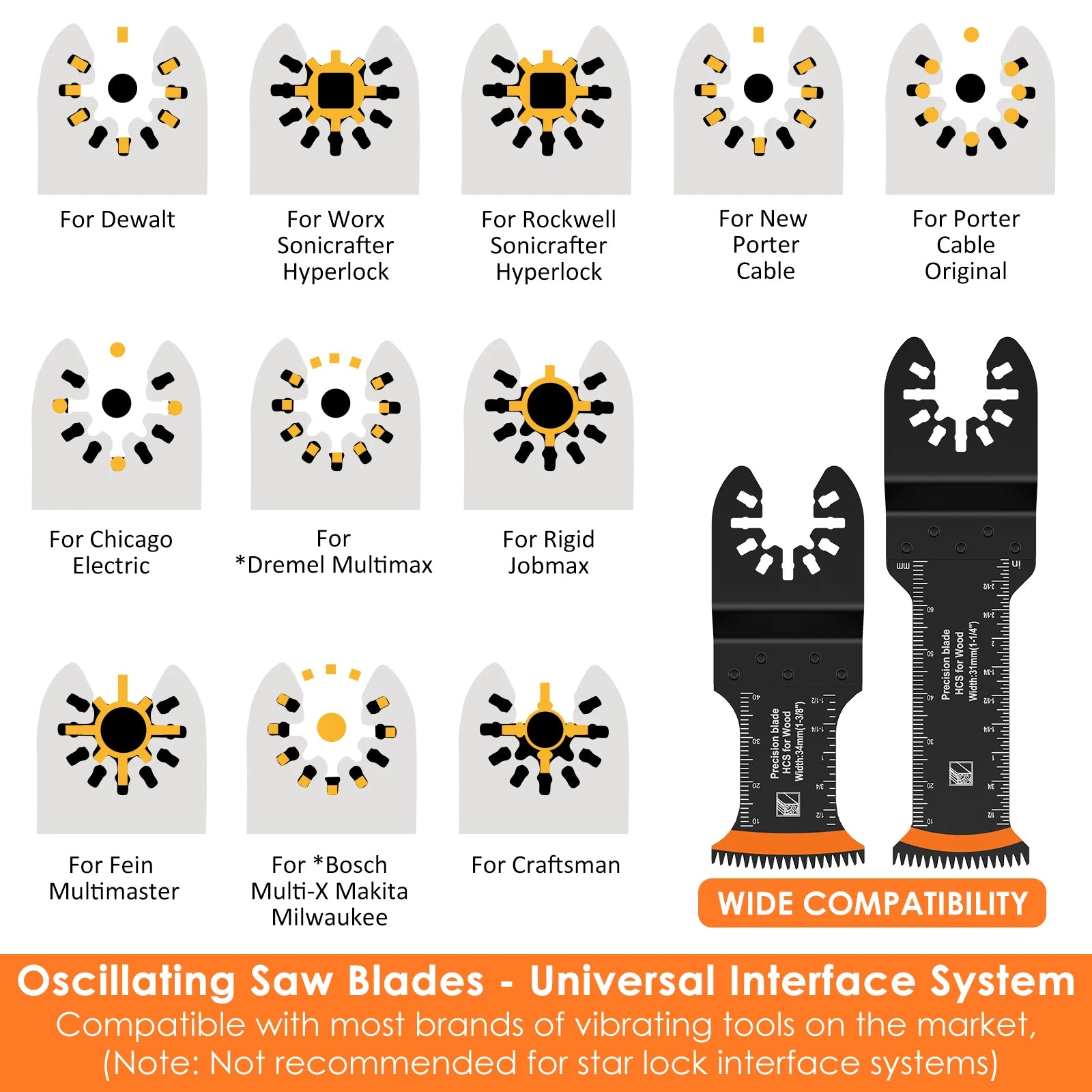 10Pcs Japanese Oscillating Saw Blades High Carbon Steel Bi-Metal Curved edge Multitool Blades Sharp Wear Resistant Cutter Blade