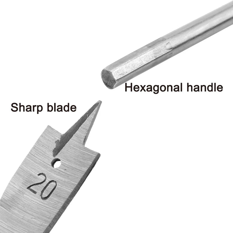 6pc natural color three pointed flat drill hexagonal handle woodworking hole opener wooden board drilling bit tool set