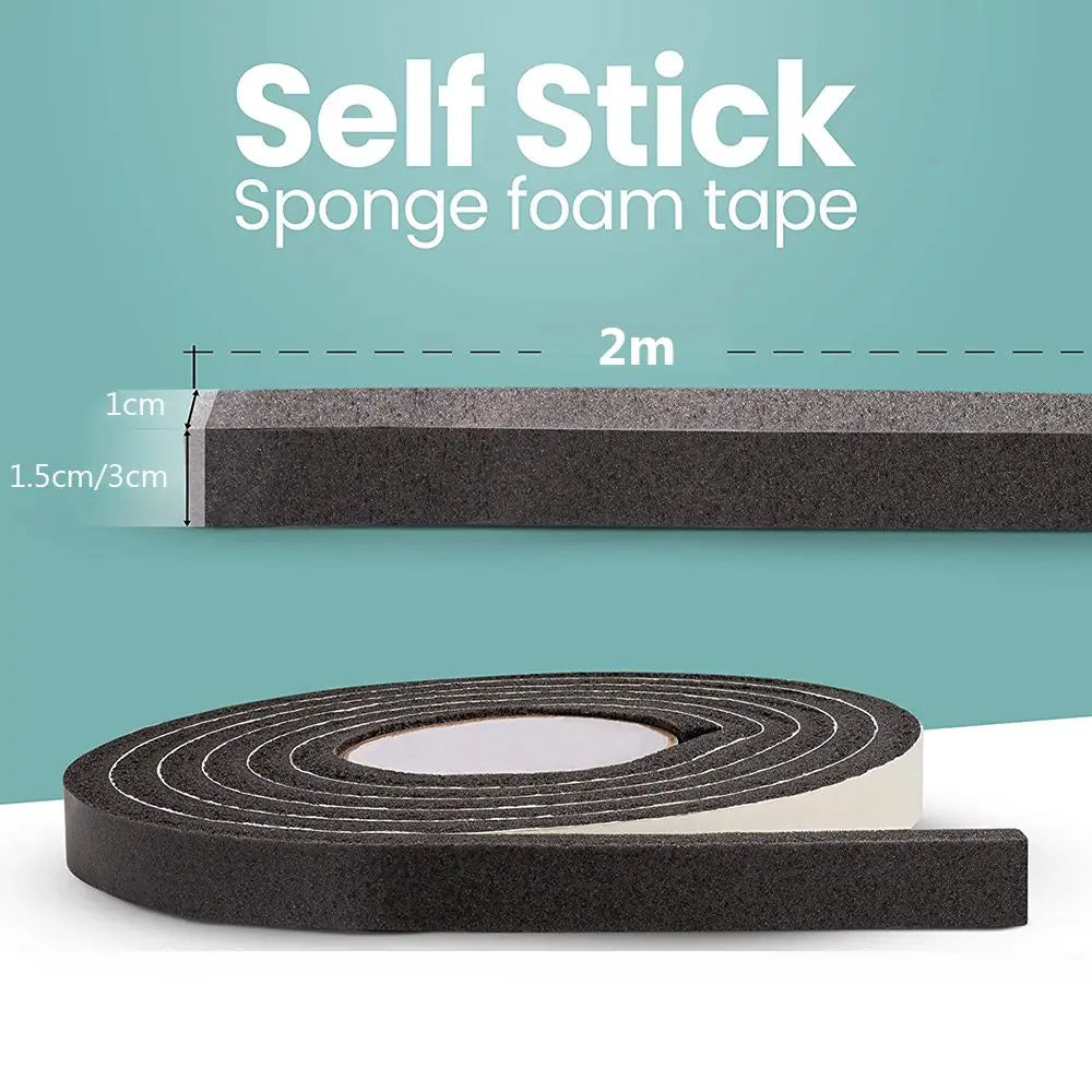 2M/Roll Foam Door Window Sealing Strip Weather Stripping Self-Adhesive Soundproof Windproof Dustproof Draught Excluder