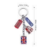 British Union Flag Keychain London Bus Souvenirs Uk Flag Travel Phone Box Metal Key Rings Promotional Gift For
