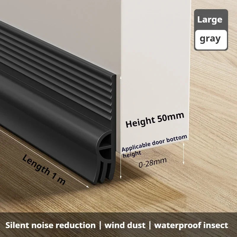 28/50mm Height Door Bottom Weatherstripping Windproof Dust Insect Prevention Self-Adhesive Triple-Thickening Window Seal Strip