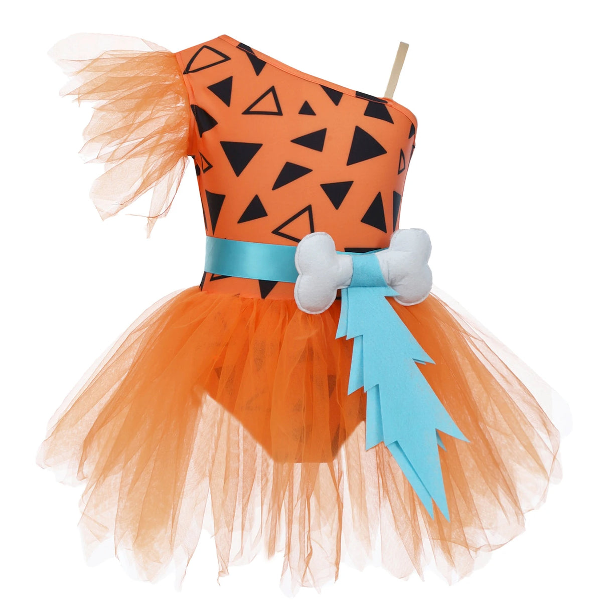 Halloween Cavegirl Caveman Costumes for Girls 3D Bone Mesh Tutu Leotard Dress Flintstone Hominid Gymnastic Ballet Dance Leotard