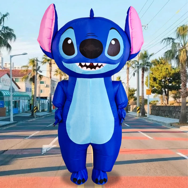 Hot Blue Stitch Inflatable Costume Anime Cartoon Minnie Mickey Outfit Adult Halloween Birthday Party Cosplay Show Inflated Suits