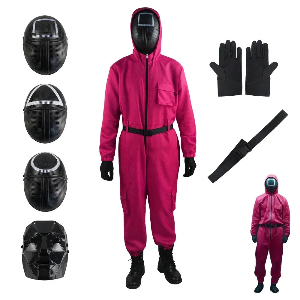 Game Red Calamari Game Jumpsuit Cosplay Party Tracksuit Outfits Mask Props Role Play Classic Costume From