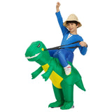 Child Adult Unisex Boy Girl Inflatable Green Dinosaur Cosplay Costume Kids Kindergarden Performance Halloween Carnival Party