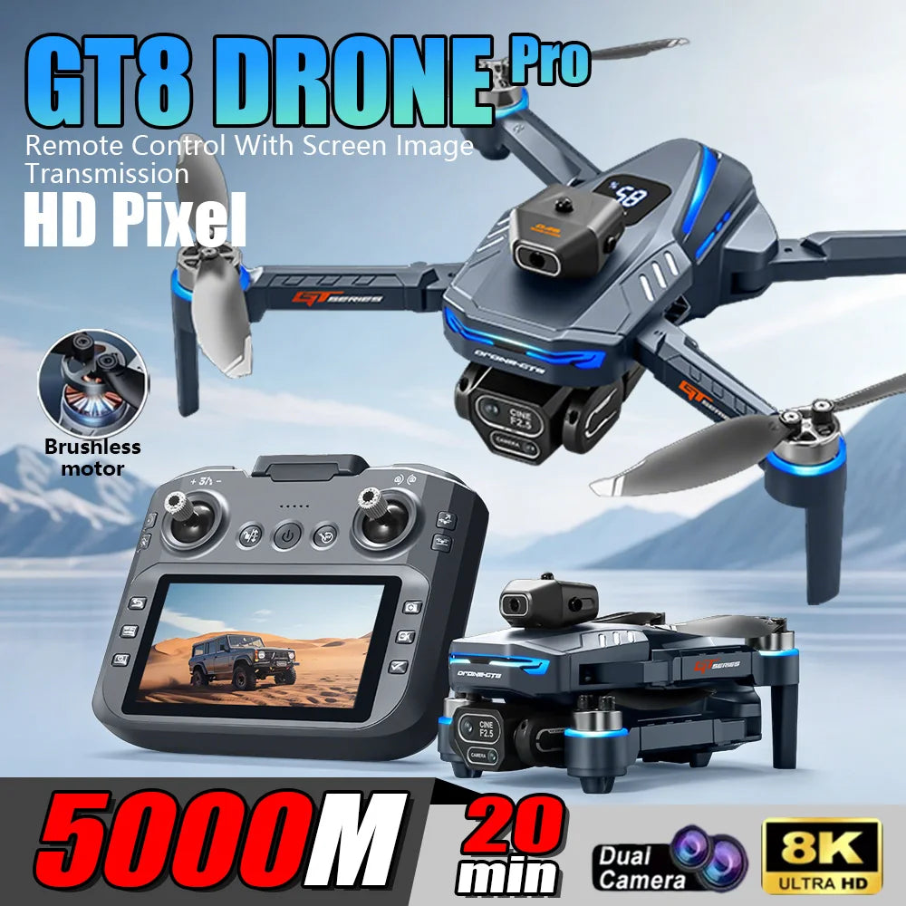 New GT8 Drone Aerial Deone Foldable Quadcopter Obstacle Avoidance GPS WIFI Drones With Camera HD 8K GPS Professional Dual Camera